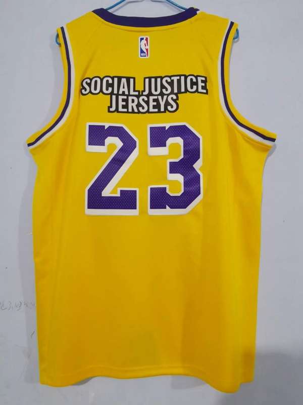 Los Angeles Lakers JAMES #23 Yellow Basketball Jersey (Stitched) 02