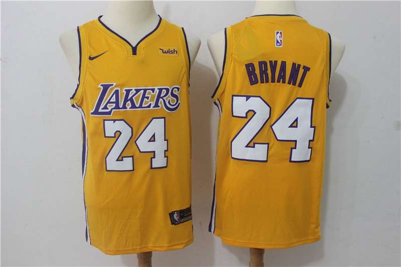 Los Angeles Lakers BRYANT #24 Yellow Basketball Jersey 3 (Stitched)