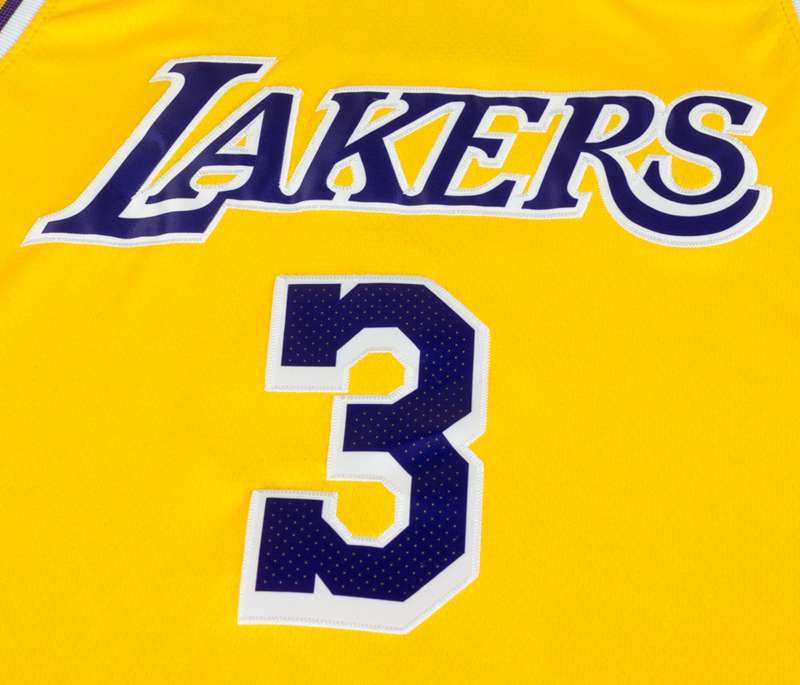 Los Angeles Lakers DAVIS #3 Yellow Basketball Jersey (Stitched)