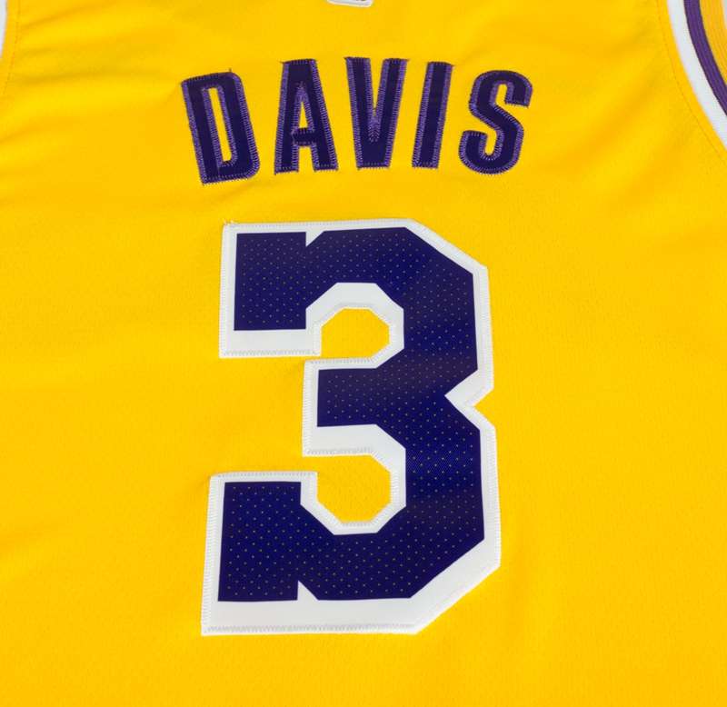 Los Angeles Lakers DAVIS #3 Yellow Basketball Jersey (Stitched)