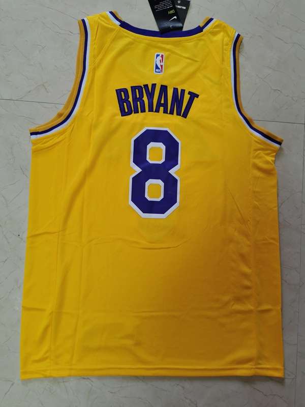 Los Angeles Lakers BRYANT #8 Yellow Basketball Jersey (Stitched)