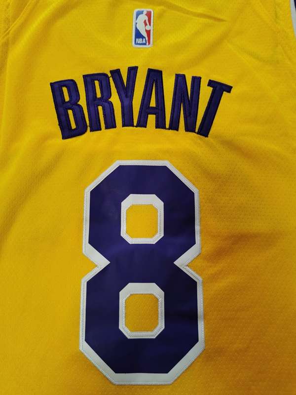 Los Angeles Lakers BRYANT #8 Yellow Basketball Jersey (Stitched)