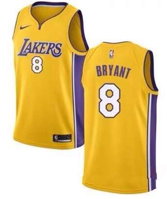 Los Angeles Lakers BRYANT #8 Yellow Basketball Jersey 2 (Stitched)