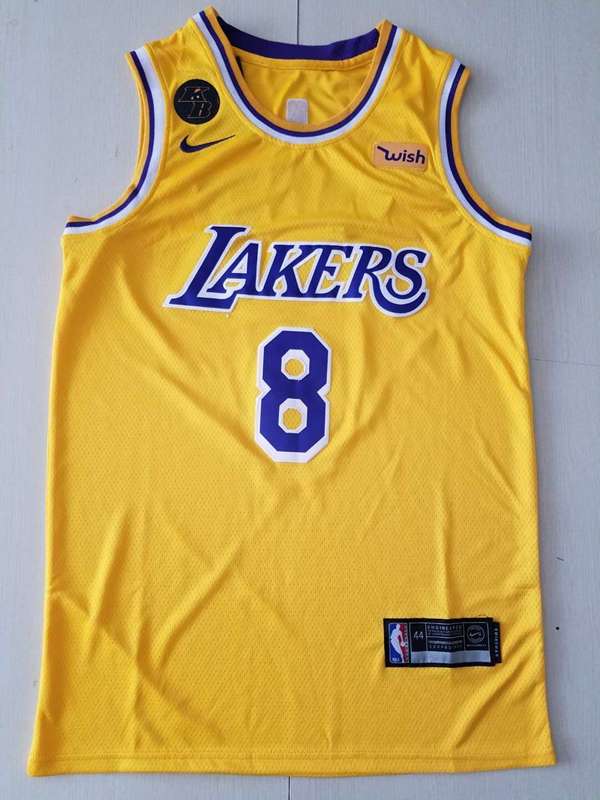 Los Angeles Lakers BRYANT #8 Yellow Basketball Jersey 3 (Stitched)