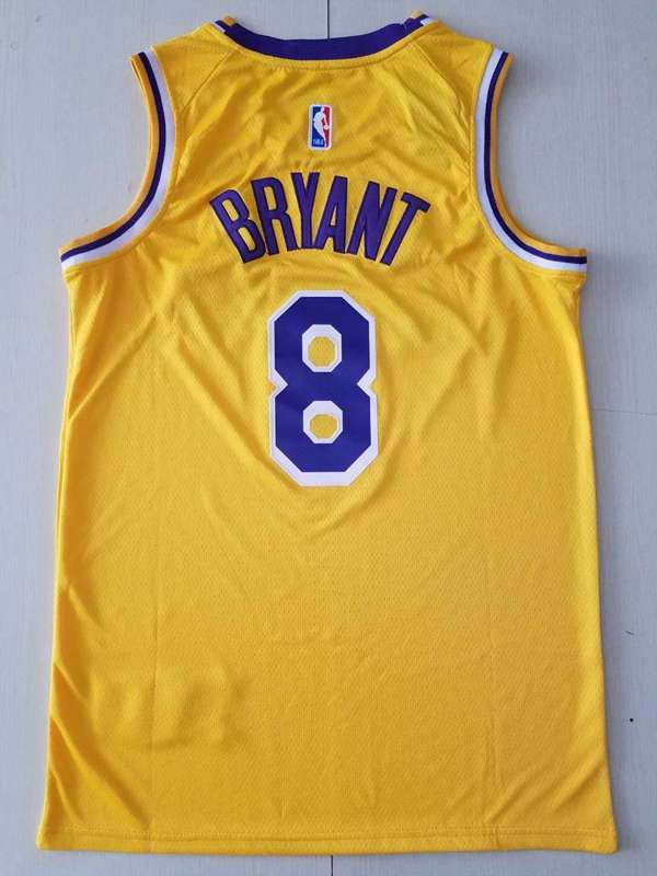 Los Angeles Lakers BRYANT #8 Yellow Basketball Jersey 3 (Stitched)