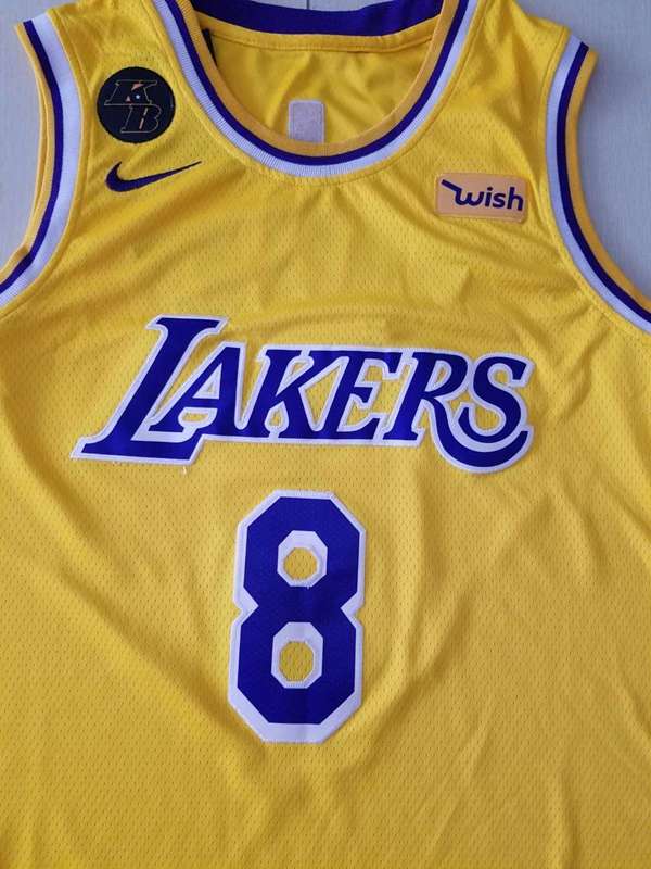 Los Angeles Lakers BRYANT #8 Yellow Basketball Jersey 3 (Stitched)