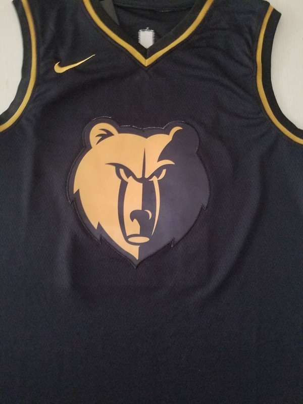 2020 Memphis Grizzlies MORANT #12 Black Gold Basketball Jersey (Stitched)