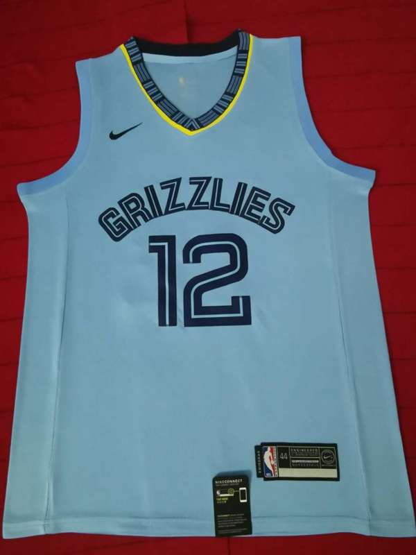 2020 Memphis Grizzlies MORANT #12 Light Blue Basketball Jersey (Stitched)