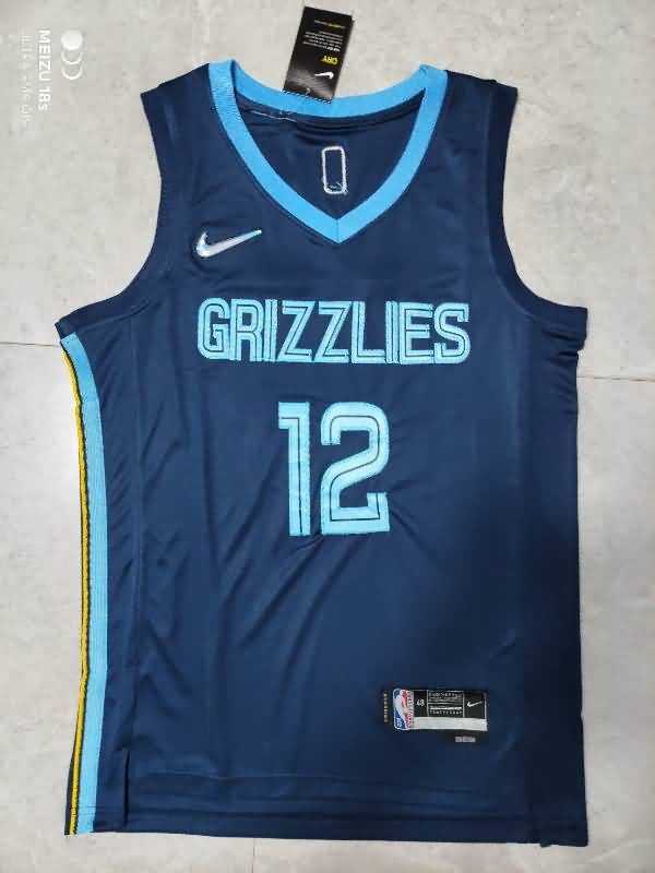 21/22 Memphis Grizzlies MORANT #12 Dark Blue Basketball Jersey (Stitched)