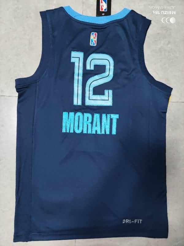 21/22 Memphis Grizzlies MORANT #12 Dark Blue Basketball Jersey (Stitched)