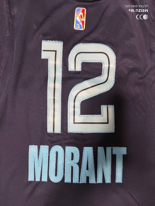 21/22 Memphis Grizzlies MORANT #12 Dark Blue Basketball Jersey (Stitched)