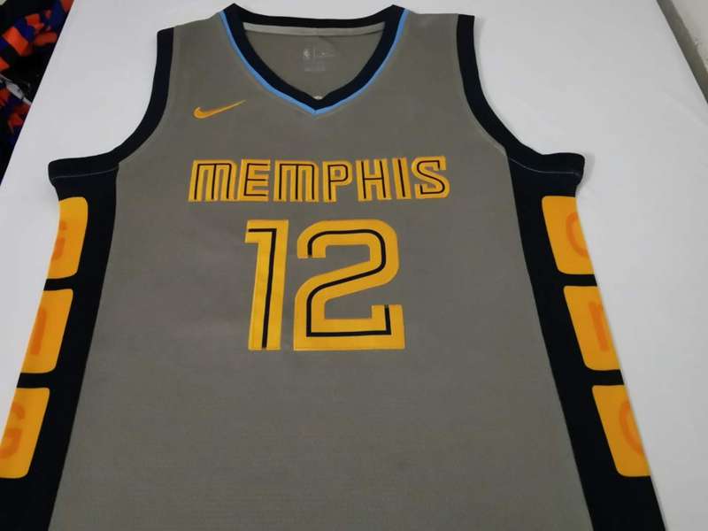 Memphis Grizzlies MORANT #12 Grey Basketball Jersey (Stitched)