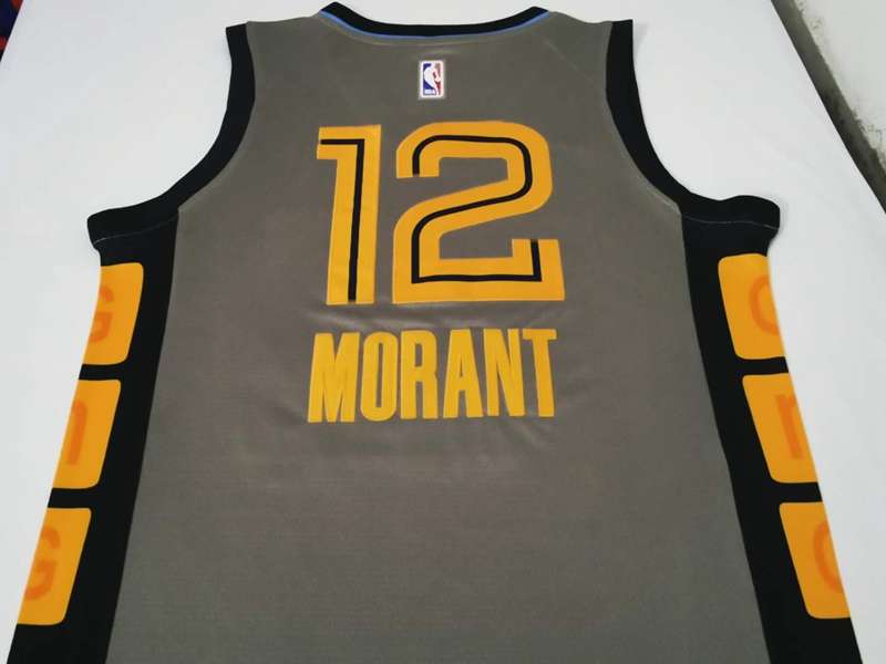 Memphis Grizzlies MORANT #12 Grey Basketball Jersey (Stitched)