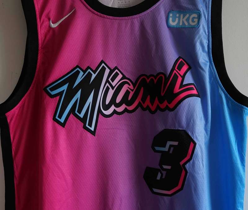 20/21 Miami Heat WADE #3 Pink Blue City Basketball Jersey (Stitched)