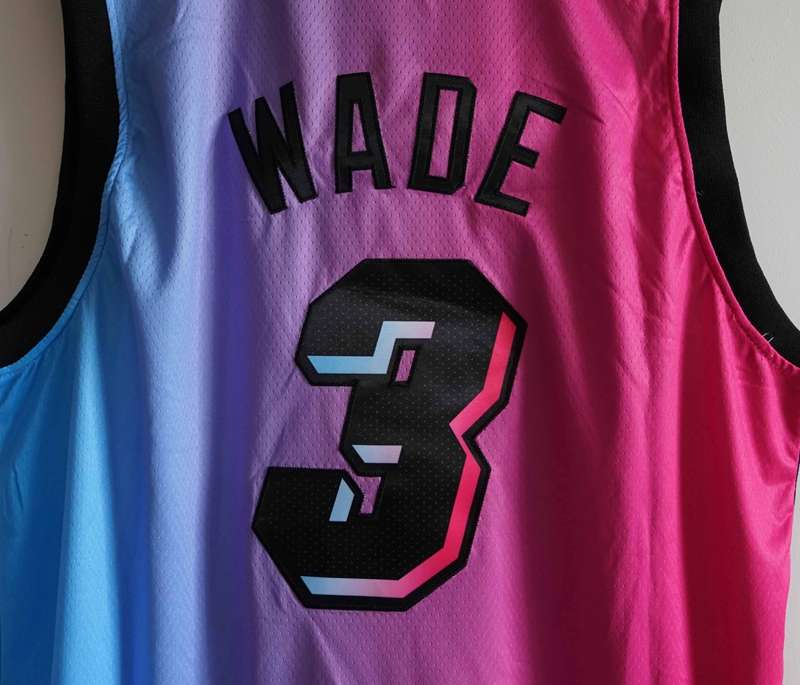 20/21 Miami Heat WADE #3 Pink Blue City Basketball Jersey (Stitched)