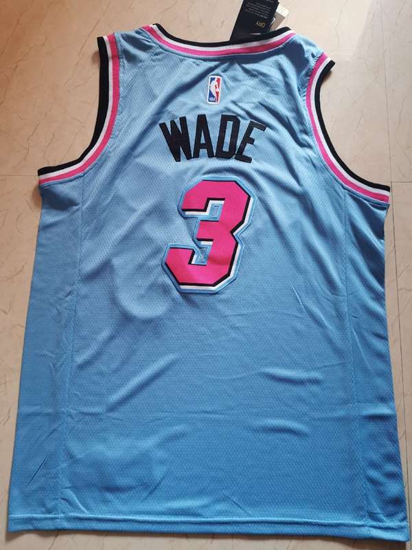 2020 Miami Heat WADE #3 Blue City Basketball Jersey (Stitched)