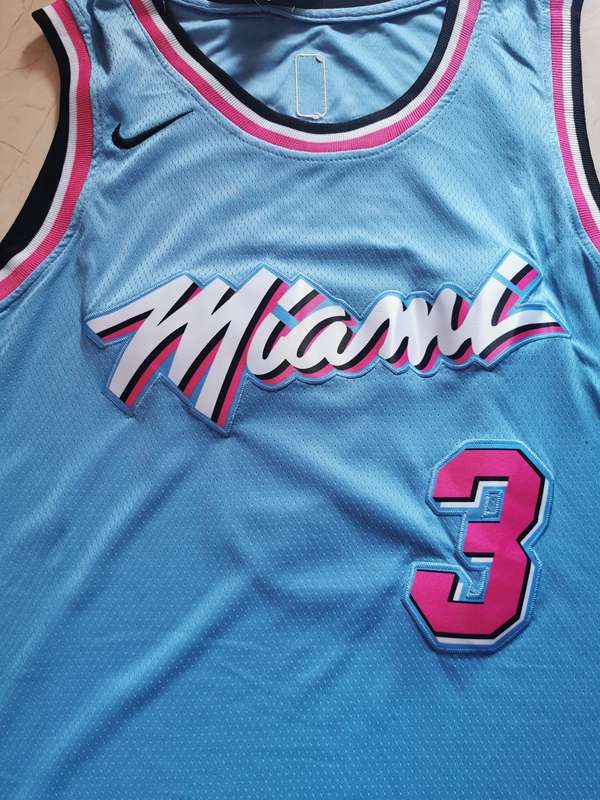 2020 Miami Heat WADE #3 Blue City Basketball Jersey (Stitched)