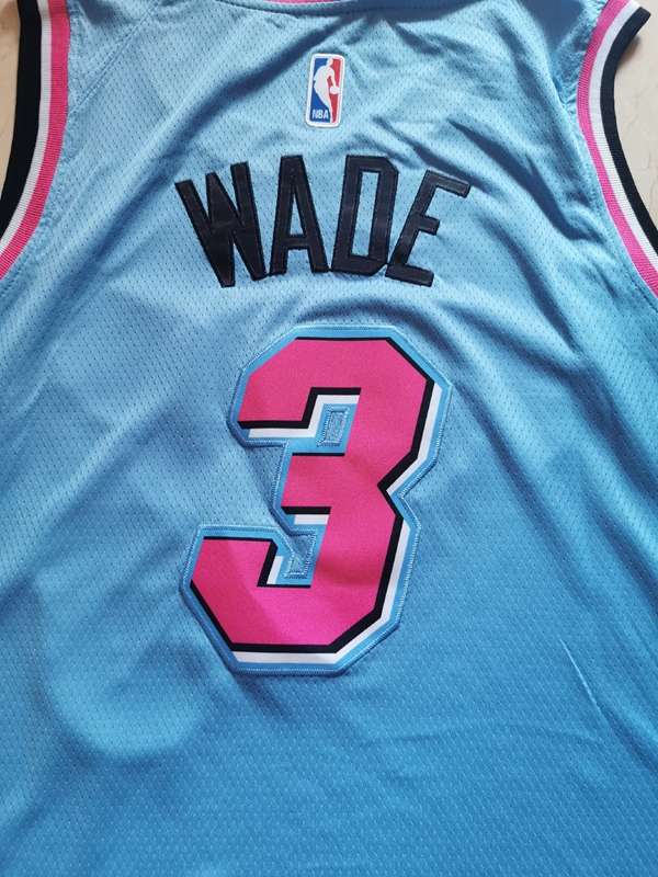 2020 Miami Heat WADE #3 Blue City Basketball Jersey (Stitched)