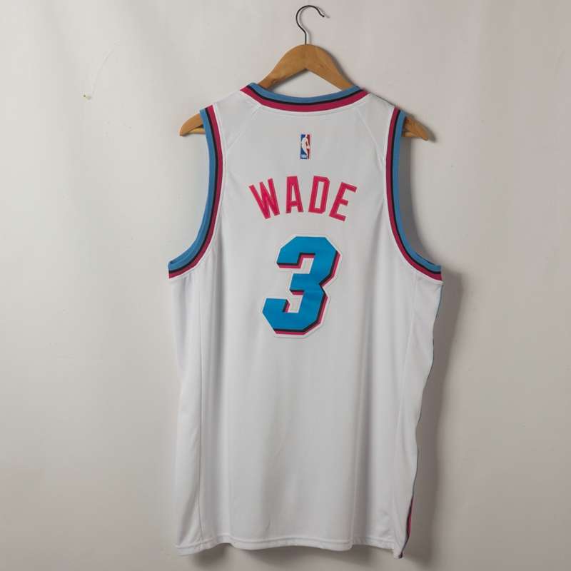 Miami Heat WADE #3 White City Basketball Jersey (Stitched)