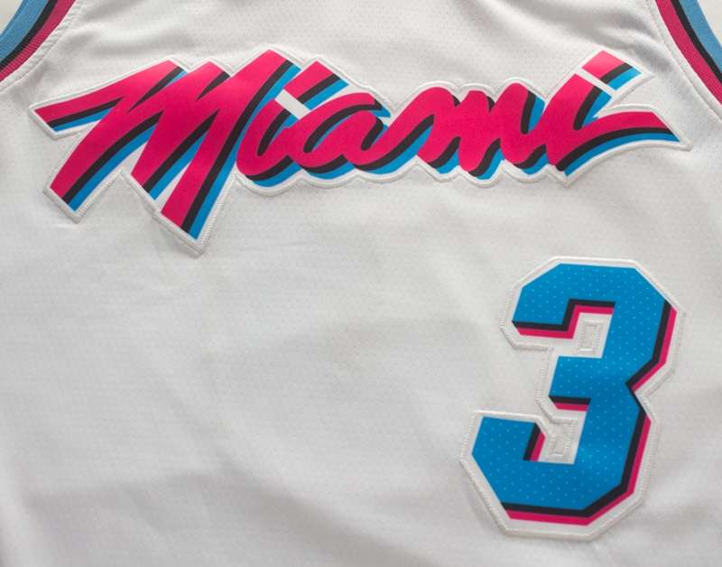 Miami Heat WADE #3 White City Basketball Jersey (Stitched)