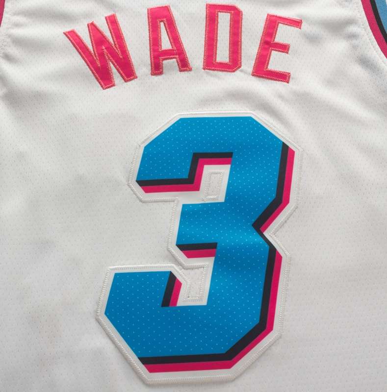 Miami Heat WADE #3 White City Basketball Jersey (Stitched)