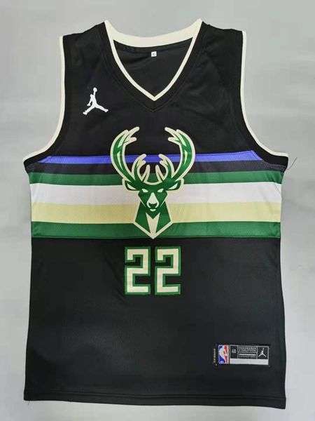 20/21 Milwaukee Bucks MIDDLETON #22 Black AJ Basketball Jersey (Stitched)