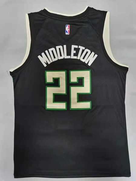 20/21 Milwaukee Bucks MIDDLETON #22 Black AJ Basketball Jersey (Stitched)