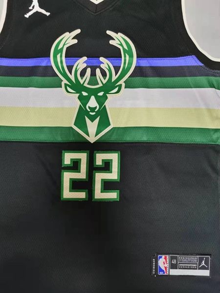 20/21 Milwaukee Bucks MIDDLETON #22 Black AJ Basketball Jersey (Stitched)