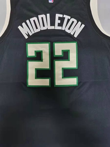 20/21 Milwaukee Bucks MIDDLETON #22 Black AJ Basketball Jersey (Stitched)