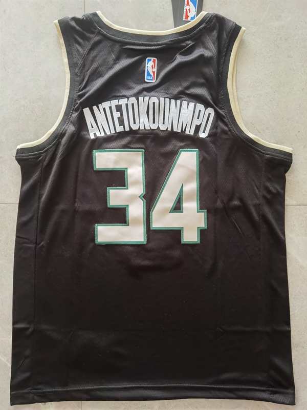 20/21 Milwaukee Bucks ANTETOKOUNMPO #34 Black AJ Basketball Jersey (Stitched)