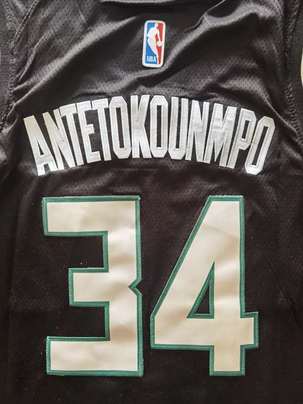 20/21 Milwaukee Bucks ANTETOKOUNMPO #34 Black AJ Basketball Jersey (Stitched)