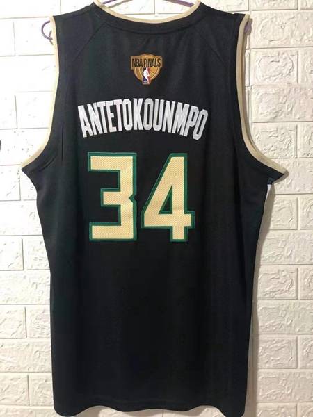 20/21 Milwaukee Bucks ANTETOKOUNMPO #34 Black AJ Champion Basketball Jersey (Stitched)