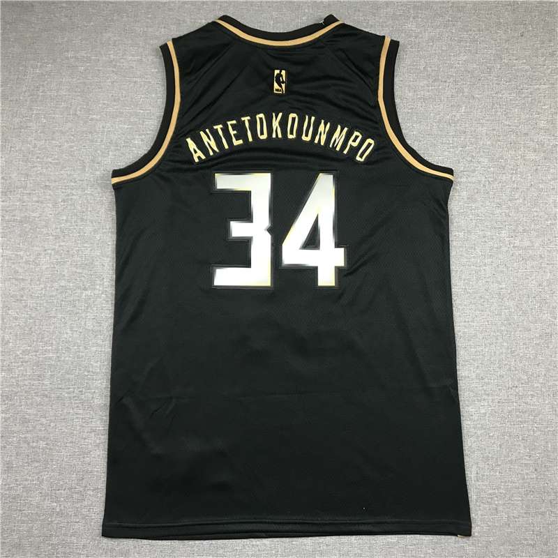 20/21 Milwaukee Bucks ANTETOKOUNMPO #34 Black Gold Basketball Jersey (Stitched)