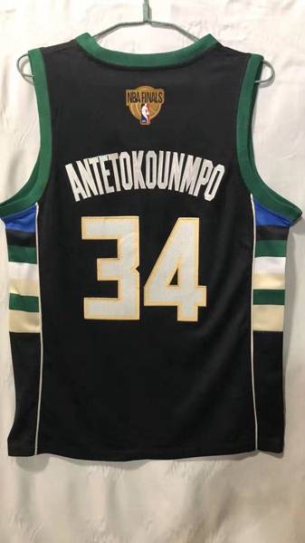 20/21 Milwaukee Bucks ANTETOKOUNMPO #34 Black Champion Basketball Jersey (Stitched)