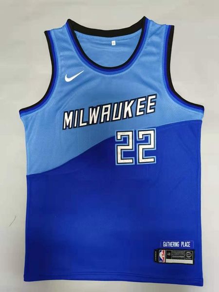 20/21 Milwaukee Bucks MIDDLETON #22 Blue City Basketball Jersey (Stitched)