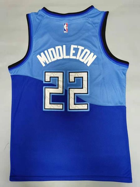 20/21 Milwaukee Bucks MIDDLETON #22 Blue City Basketball Jersey (Stitched)