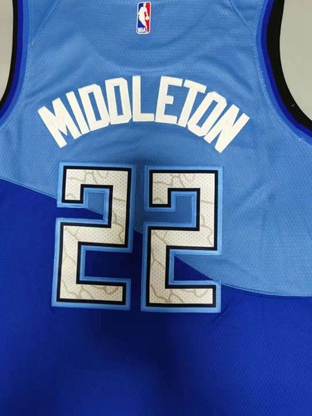 20/21 Milwaukee Bucks MIDDLETON #22 Blue City Basketball Jersey (Stitched)