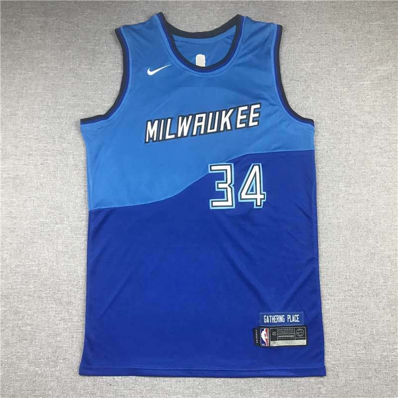 20/21 Milwaukee Bucks ANTETOKOUNMPO #34 Blue City Basketball Jersey (Stitched)
