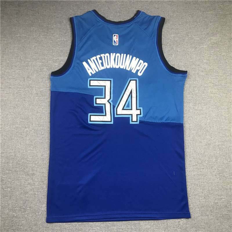 20/21 Milwaukee Bucks ANTETOKOUNMPO #34 Blue City Basketball Jersey (Stitched)