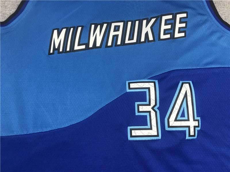 20/21 Milwaukee Bucks ANTETOKOUNMPO #34 Blue City Basketball Jersey (Stitched)