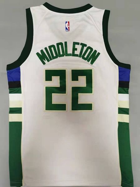 20/21 Milwaukee Bucks MIDDLETON #22 White Basketball Jersey (Stitched)