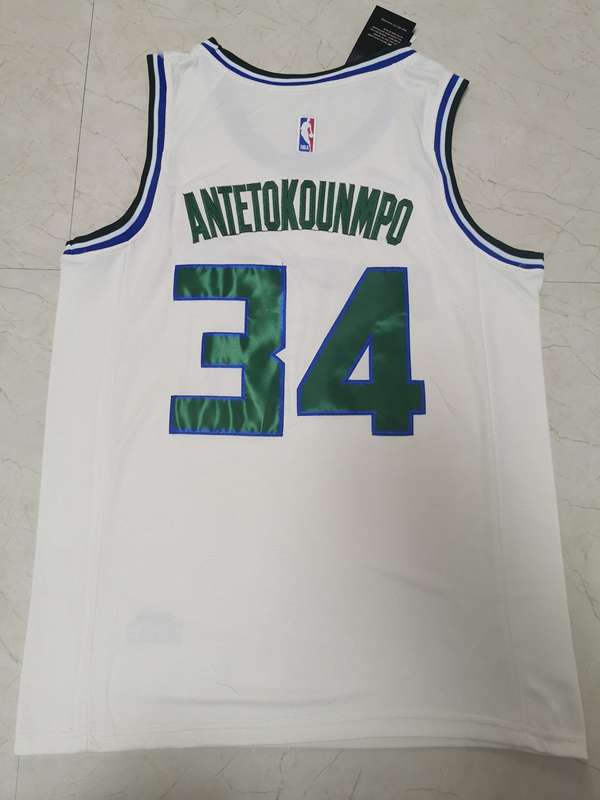 2020 Milwaukee Bucks ANTETOKOUNMPO #34 White City Basketball Jersey (Stitched)