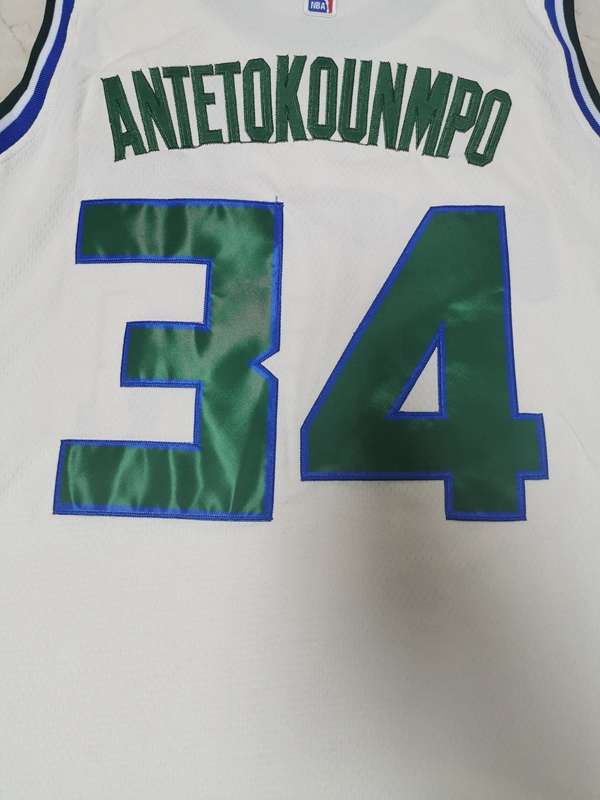 2020 Milwaukee Bucks ANTETOKOUNMPO #34 White City Basketball Jersey (Stitched)