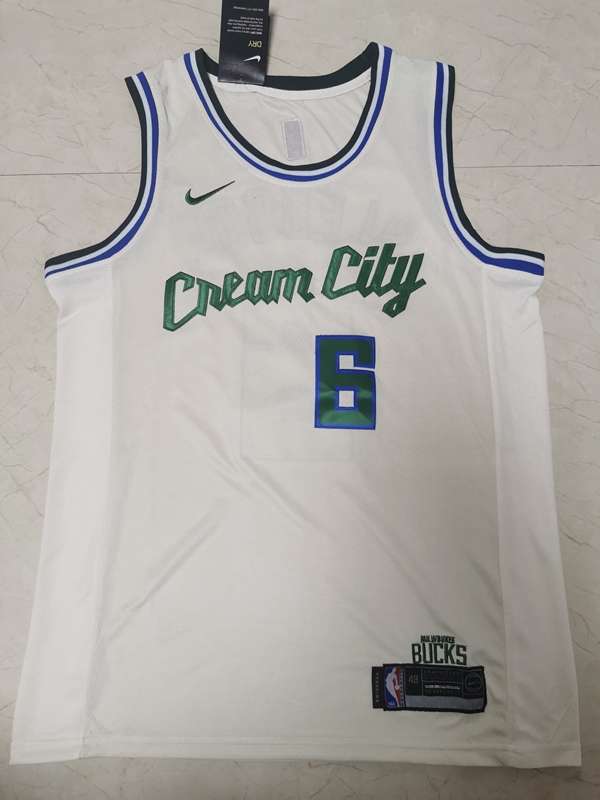 2020 Milwaukee Bucks BLEDSOE #6 White City Basketball Jersey (Stitched)