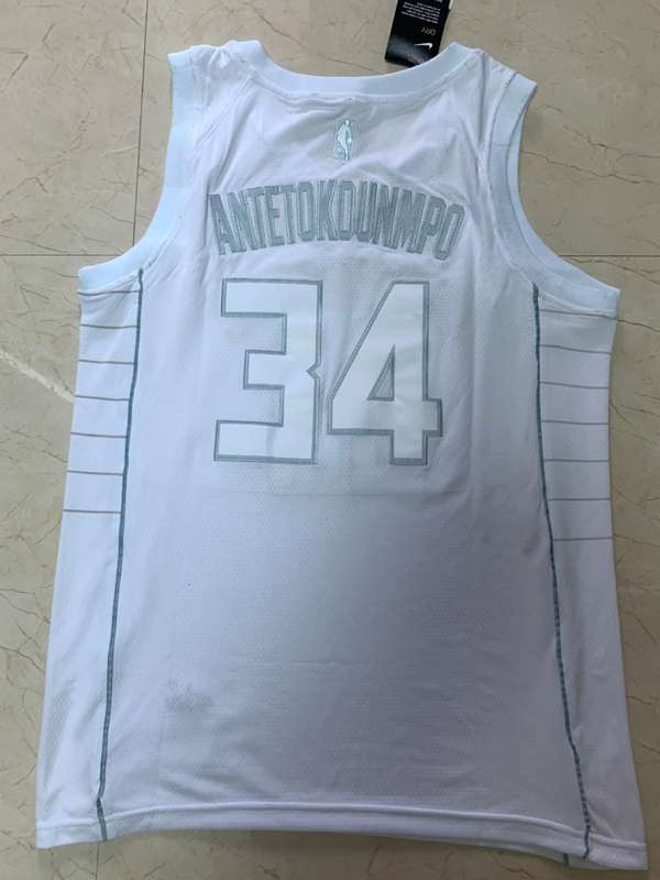 2020 Milwaukee Bucks ANTETOKOUNMPO #34 White MVP Basketball Jersey (Stitched)