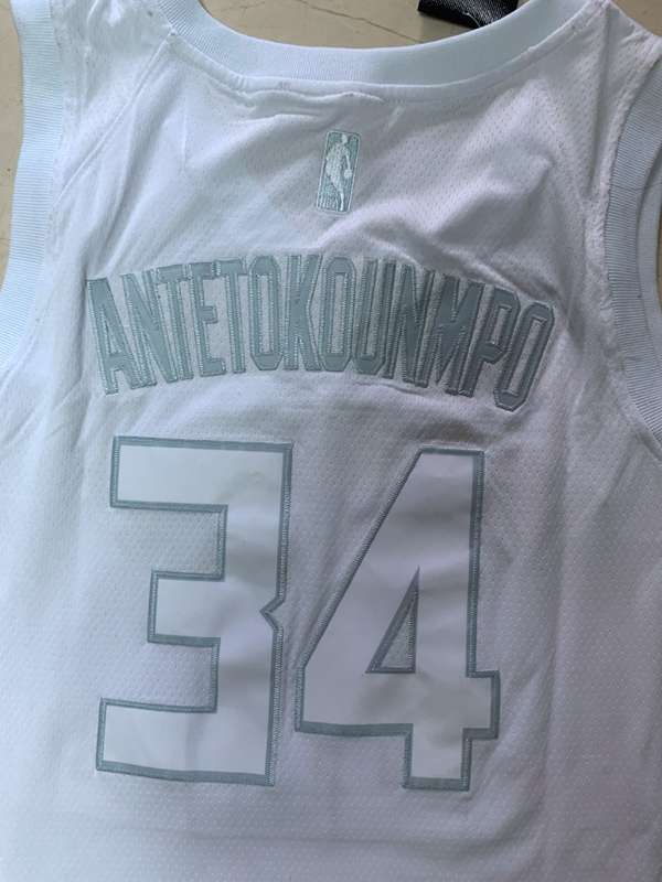 2020 Milwaukee Bucks ANTETOKOUNMPO #34 White MVP Basketball Jersey (Stitched)