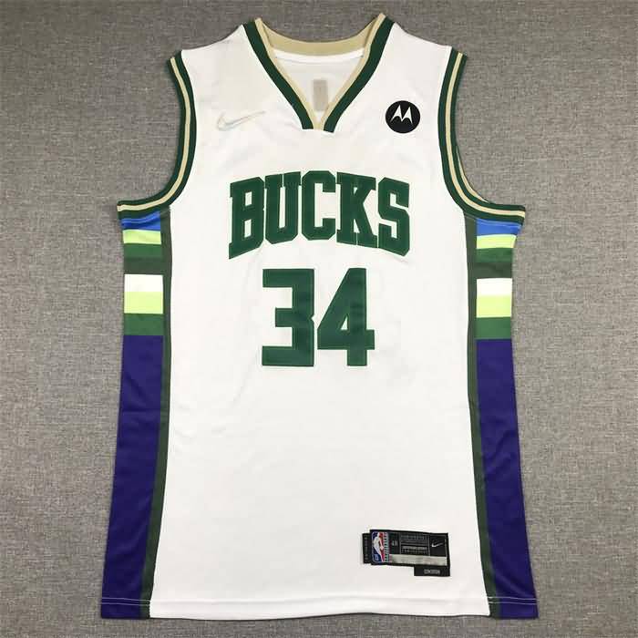 21/22 Milwaukee Bucks ANTETOKOUNMPO #34 White City Basketball Jersey (Stitched)