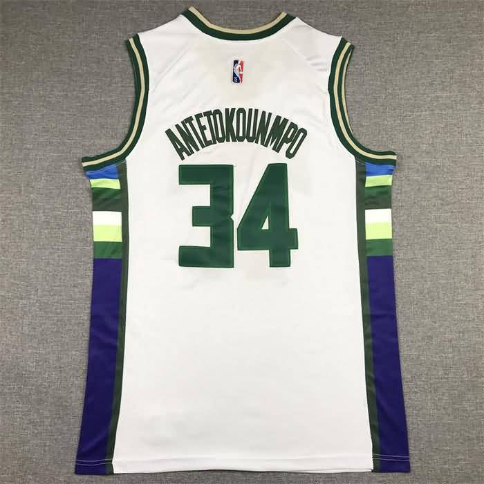 21/22 Milwaukee Bucks ANTETOKOUNMPO #34 White City Basketball Jersey (Stitched)