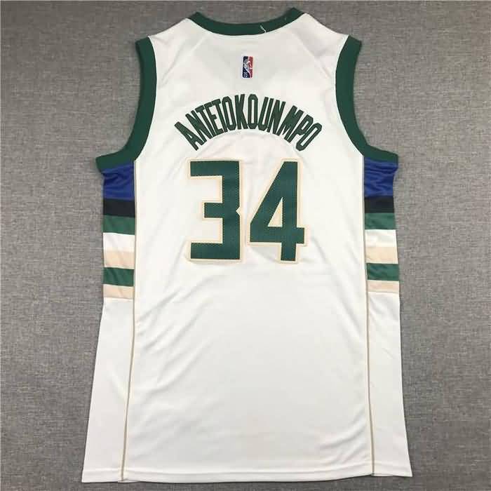 21/22 Milwaukee Bucks ANTETOKOUNMPO #34 White Basketball Jersey (Stitched)