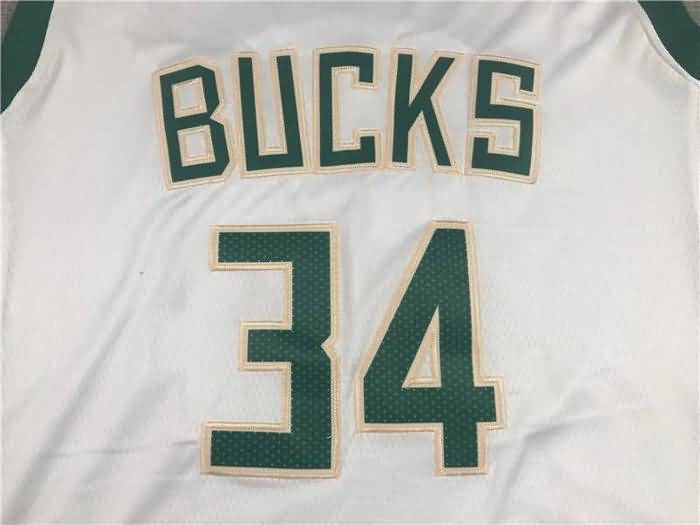 21/22 Milwaukee Bucks ANTETOKOUNMPO #34 White Basketball Jersey (Stitched)